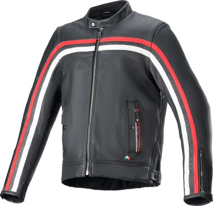 ALPINESTARS DYNO LEATHER MOTORCYCLE JACKET BLACK/RED