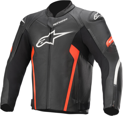 ALPINESTARS FASTER V2 LEATHER MOTORCYCLE JACKET BLACK/RED