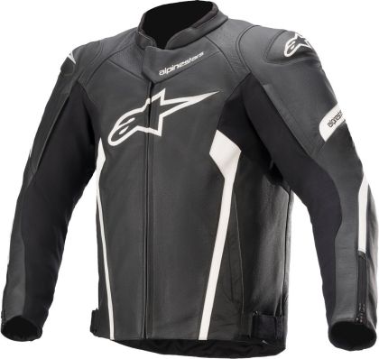 Leather motorcycle jacket ALPINESTARS FASTER V2 BLACK/WHITE