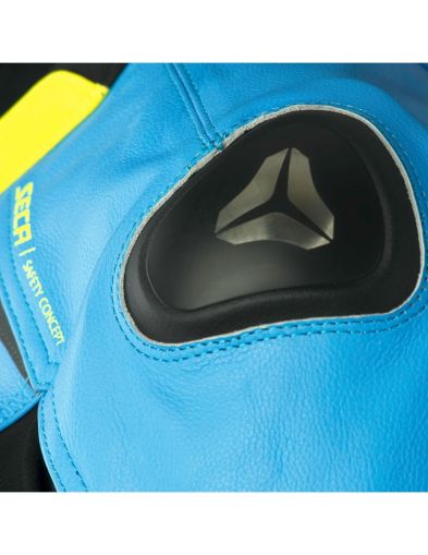 Кожено мото яке SECA HOOLIGAN BLUE/FLUO YELLOW