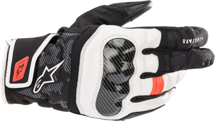 Motorcycle Gloves ALPINESTARS SMX-Z DRYSTAR Black/White/Red Fluo