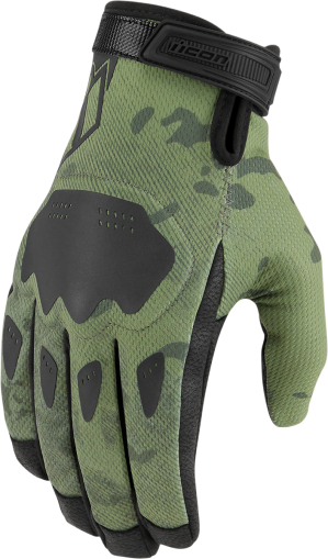 Motorcycle gloves ICON HOOLIGAN CE - GREEN CAMO