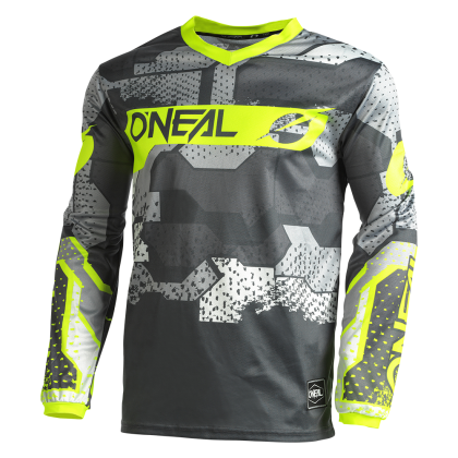 Motocross shirt O`NEAL ELEMENT CAMO V.22 GRAY/NEON YELLOW