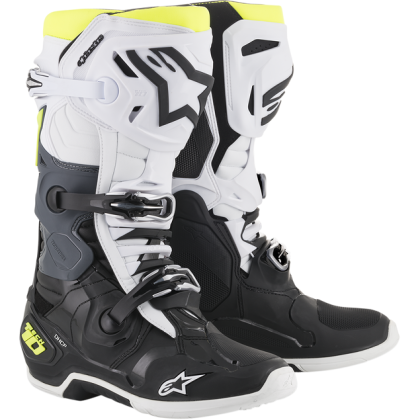 Μπότες Motocross ALPINESTARS TECH 10 Μαύρο/Λευκό/Κίτρινο φθορίζον