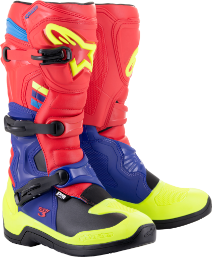 Motocross Boots ALPINESTARS TECH 3 RED/BLUE/YELLOW