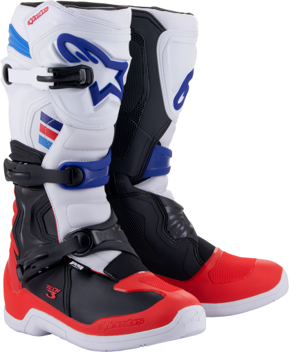 Ghete Motocross ALPINESTARS TECH 3 ALB/ROSU/ALBASTRU