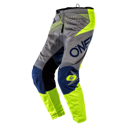 Motocross Breeches O'NEAL ELEMENT FACTOR GRAY/BLUE/NEON YELLOW