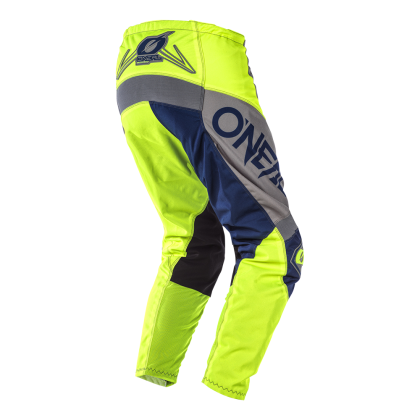 Motocross Breeches O'NEAL ELEMENT FACTOR GRAY/BLUE/NEON YELLOW