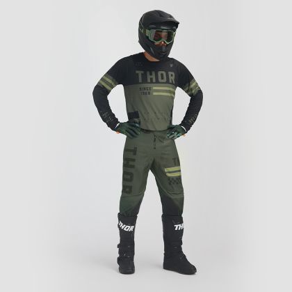 Pantaloni de motocross THOR PULSE COMBAT ARMY/NEGRU