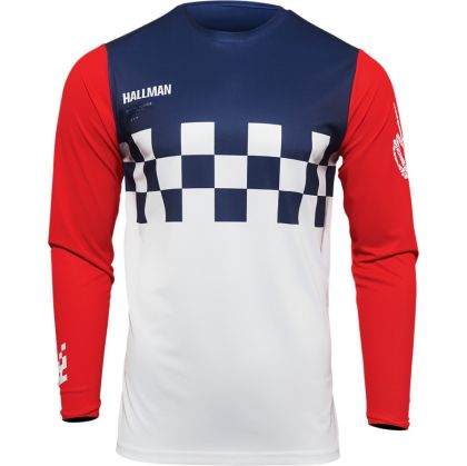 Motocross Jersey THOR HALLMAN DIFFER CHEQ WHITE/RED/BLUE