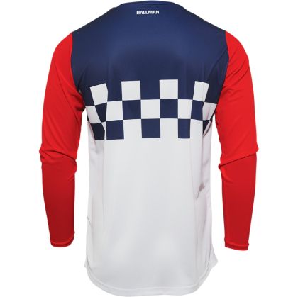 Motocross Jersey THOR HALLMAN DIFFER CHEQ WHITE/RED/BLUE