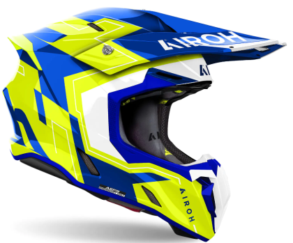 Motocross helmet AIROH TWIST 3 DIZZY BLUE/YELLOW GLOSS