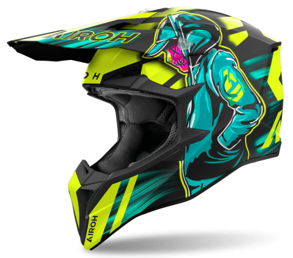 Motocross helmet AIROH WRAAAP CYBER YELLOW MATT