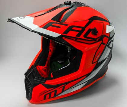 Motocross helmet MT FALCON THR B5 MATT PEARL FLUO RED