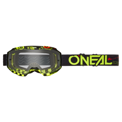 Ochelari Motocross O'NEAL B-10 ATTACK BLACK/NEON YELLOW - TRANSPARENT V.24