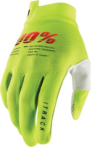 Motocross Gloves 100% iTRACK FLUO YELLOW