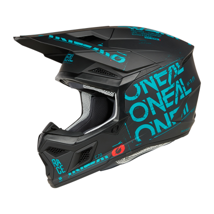 Casca motocross O'NEAL 3SERIES STATIC BLACK/TEAL V.25