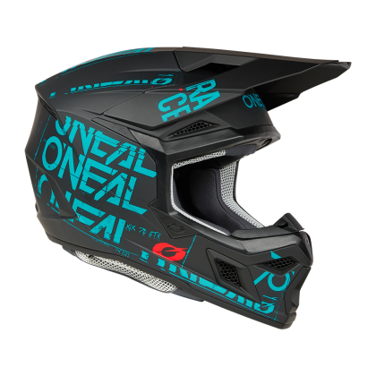 Casca motocross O'NEAL 3SERIES STATIC BLACK/TEAL V.25