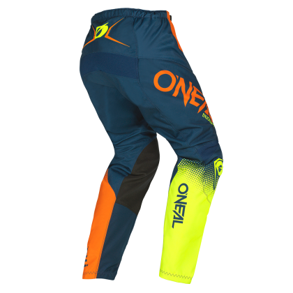 Pantaloni de motocross O'NEAL ELEMENT RACEWEAR V.22 ALBASTRU/ORANGEL/GALBEN NEON