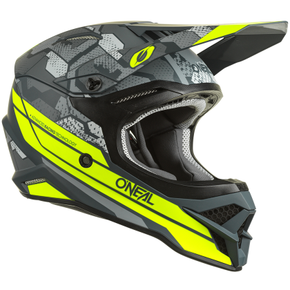 Motocross Helmet O'NEAL 3SERIES CAMO V.22 GRAY/NEON YELLOW