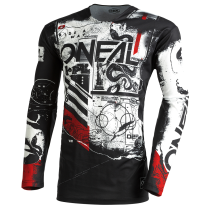 Motocross shirt O'NEAL MAYHEM SCARZ V.22 BLACK/WHITE/RED