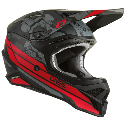 Casca motocross O'NEAL 3SERIES CAMO V.22 NEGRU/ROSIU