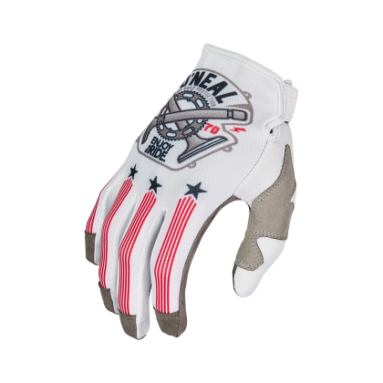 Motocross Gloves O'NEAL MAYHEM PISTON V.23 WHITE/BLACK/RED