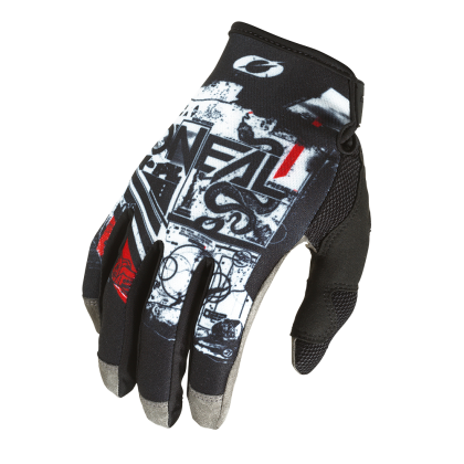 Motocross Gloves O'NEAL MAYHEM SCARZ V.22 BLACK/WHITE/RED