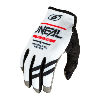 Motocross gloves O'NEAL MAYHEM SQUADRON V.22 WHITE/BLACK