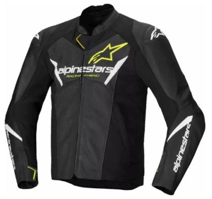 ALPINESTARS Faster v3 Airflow LEATHER MOTORCYCLE JACKET BLK/WHT/YW