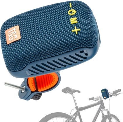 Portable Bluetooth speaker with stand for bike, motorcycle - AUX, USB ports and memory card slot - blue