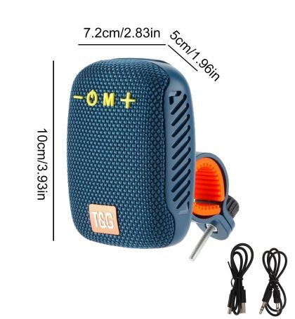 Portable Bluetooth speaker with stand for bike, motorcycle - AUX, USB ports and memory card slot - blue