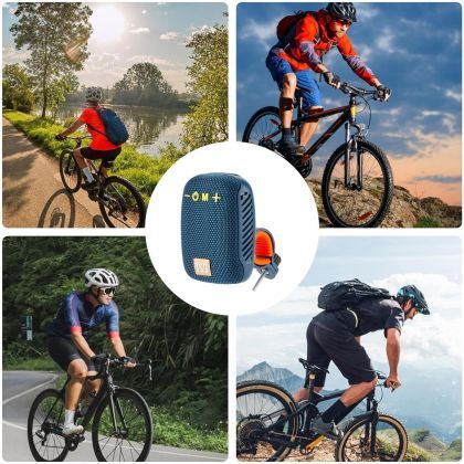 Portable Bluetooth speaker with stand for bike, motorcycle - AUX, USB ports and memory card slot - blue