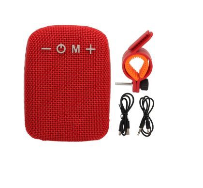 Portable Bluetooth speaker with stand for bike, motorcycle - AUX, USB ports and memory card slot - red