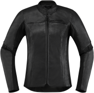 Γυναικείο δερμάτινο μπουφάν μοτοσικλέτας OVERLORD LEATHER - ΜΑΥΡΟ