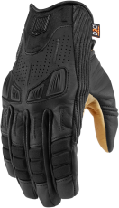 Leather motorcycle gloves ICON 1000 AXYS - BLACK