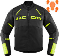 Motorcycle jacket ICON CONTRA2 LEATHER HI-VIZ