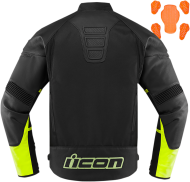 Motorcycle jacket ICON CONTRA2 LEATHER HI-VIZ