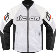 Motorcycle jacket ICON MESH AF LEATHER CE WHITE