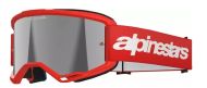 Motocross goggles ALPINESTARS VISION 3 WORDMARK RED MIRROR-SIL