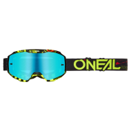 Motocross Goggles O'NEAL B-10 ATTACK BLACK/NEON YELLOW - RADIUM BLUE V.24