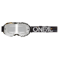 Motocross Goggles O'NEAL B-10 ATTACK BLACK/WHITE - SILVER MIRROR V.24