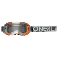 Motocross Goggles O'NEAL B-10 DUPLEX WHITE/GRAY/ORANGE - CLEAR V.24