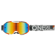 Motocross Goggles O'NEAL B-10 DUPLEX WHITE/GRAY/ORANGE - RADIUM RED V.24