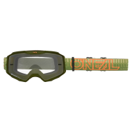 Motocross goggles O'NEAL B-10 STRIPED GREEN/ORANGE - CLEAR
