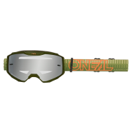Motocross Goggles O'NEAL B-10 STRIPED GREEN/ORANGE - SILVER MIRROR