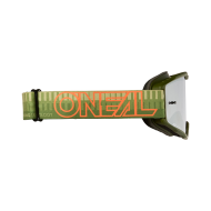 Motocross Goggles O'NEAL B-10 STRIPED GREEN/ORANGE - SILVER MIRROR