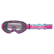 Motocross Goggles O'NEAL B-10 STRIPED PINK/PURPLE - CLEAR