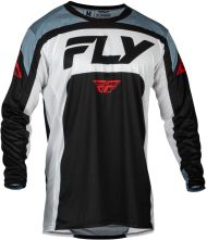 Tricou motocross FLY RACING Lite- Negru/Alb/Denim Gri