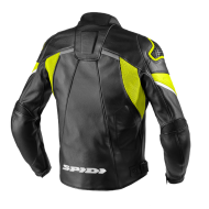 Leather jacket SPIDI IGNITE BLACK/FLUO YELL